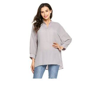 Cosbeauty Women's Chiffon Deep V Neck 3/4 Sleeve Blouse Tunic Shirt Top